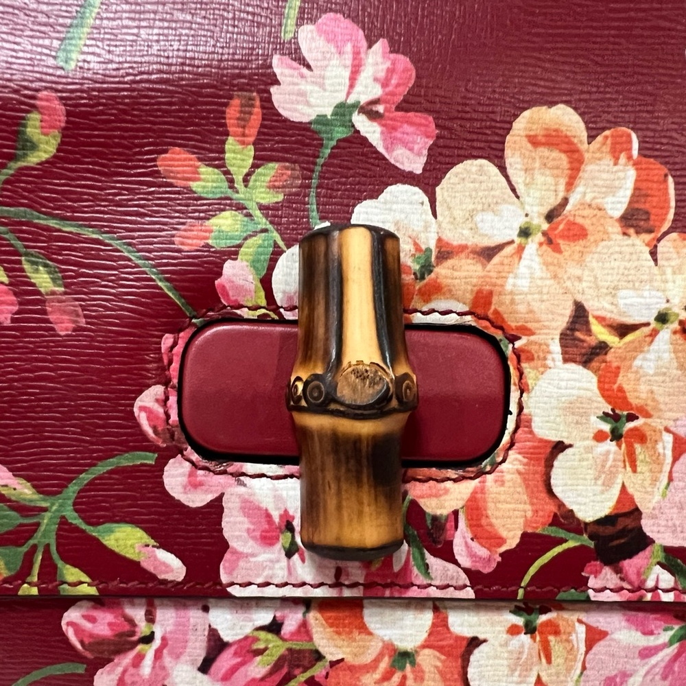 Authentic Gucci Leather Blooms Bamboo Daily Large Satchel - Picture 9 of 16
